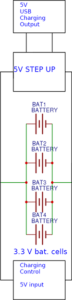 Schematic diagram of batteries in parallel