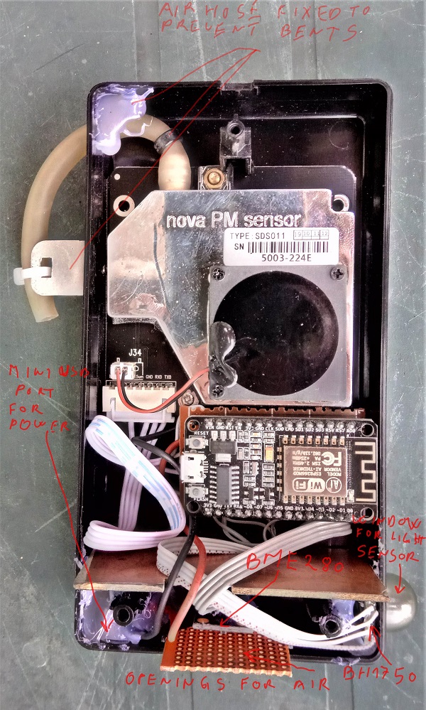 Some in image explanations regarding Tasmota  sensor station with SDS011 air quallity sensor.