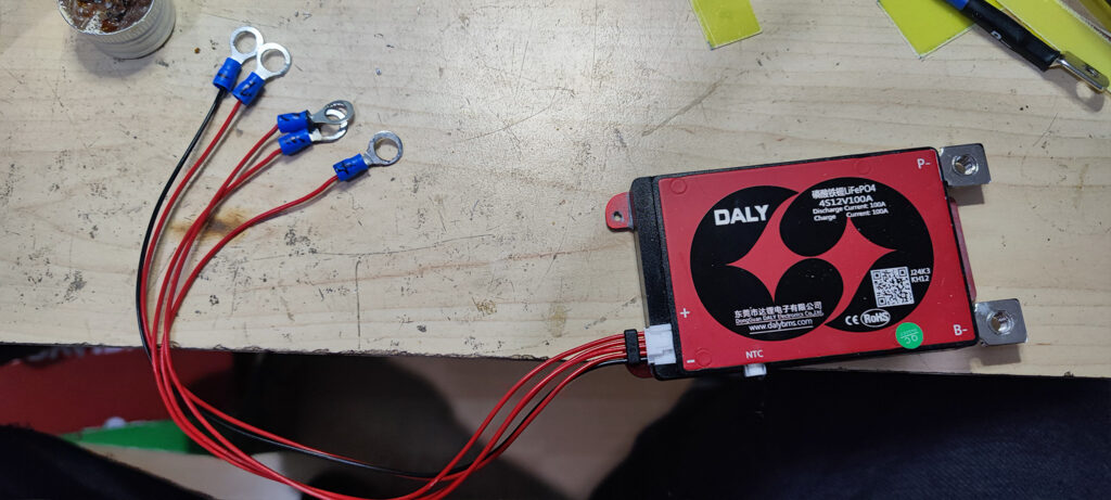 String wires clamped and numbered.